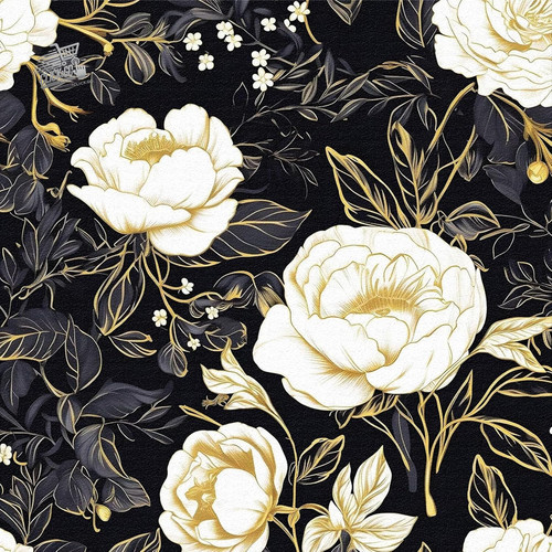 Carta parati floreale - floreale, nero